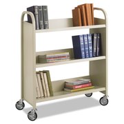 Safco Steel Book Cart, Three-Shelf, 36w x 14.5d x 43.5h, Sand 5358SA